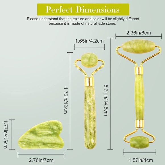 3 Jade Roller Gua Sha Gift Set with Cute Travel Size Mini Roller - Picture 3 of 7